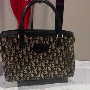 Dior Monogram Black and Tan Tote